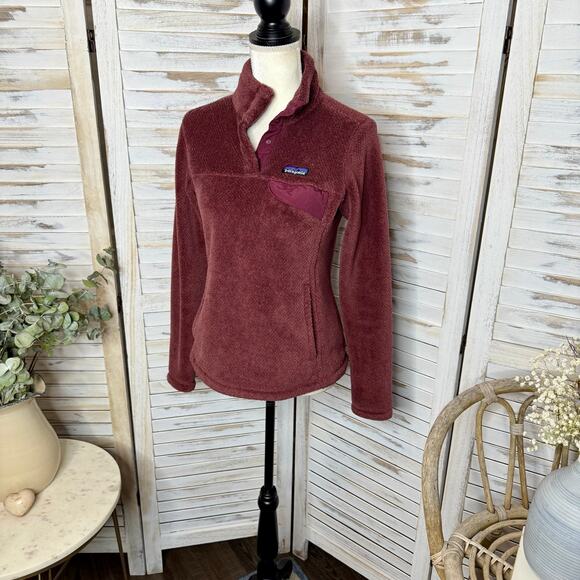 PATAGONIA Women's S Re-Tool Snap-T Fleece Pullover Jacket Polartec Rose Mauve - Picture 5 of 13